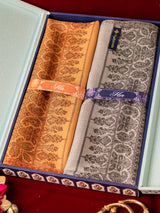 His and Her Gift Set of Jamawar Shawls With Wooden Gift Box