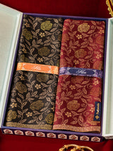 His and Her Gift Set of Kaani Stoles With Wooden Gift Box