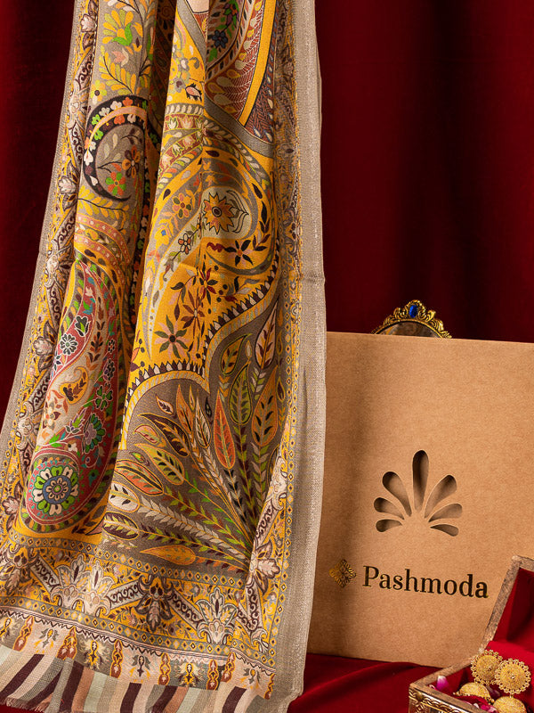 Gift Envelope of Zarbaft Multicoloured Printed Stole (Size : 71X203 CM)