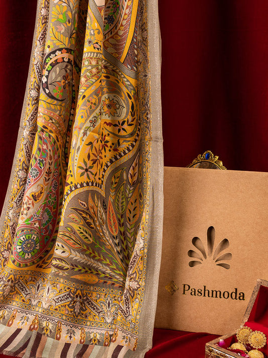 Gift Envelope of Zarbaft Multicoloured Printed Stole (Size : 71X203 CM)