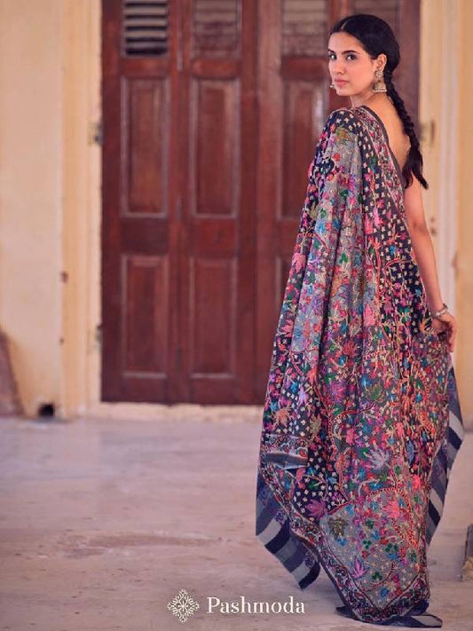 Women's Rangat 100% Pure Wool  Kalamkari Hand Embroidered Shawl  (Size: 101 X 203 Cms)