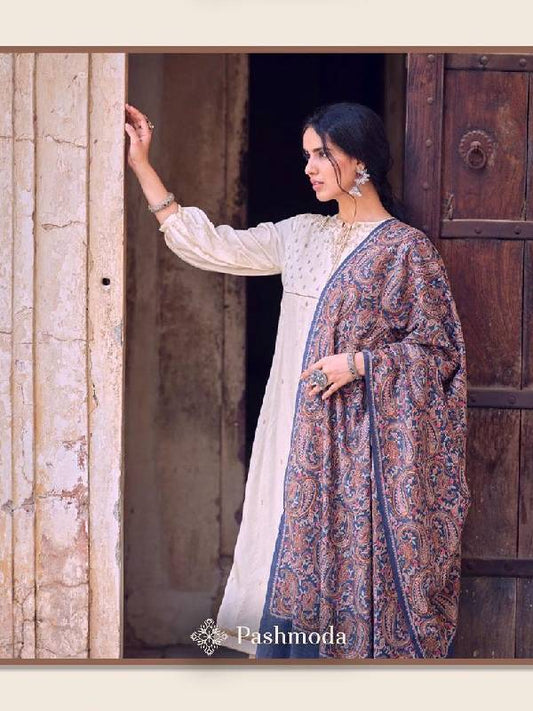 Women's Gulzaar 100% Pure Wool Aari Embroidered Shawl (Size : 101X203 CM)