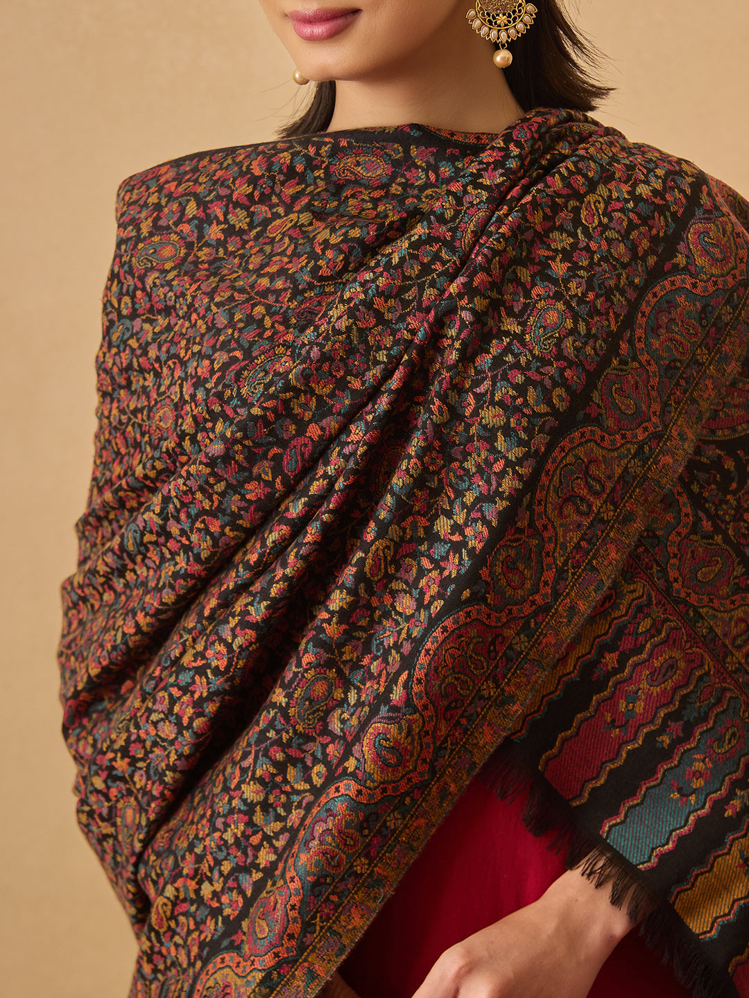 Pashmoda Women Mehak Kaani Wool Blend Kashmiri Shawl (Size: 101X203 CM)