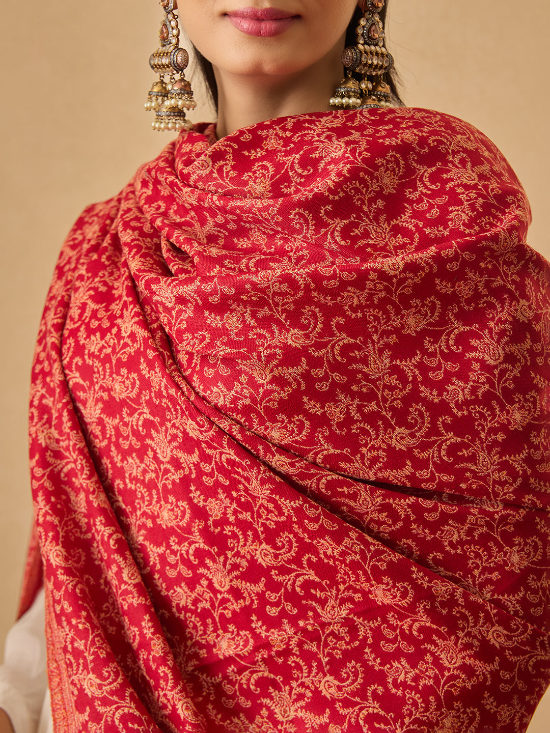 Pashmoda Women Meher Jaal Kashmiri Jamawar Woven Shawl (Size: 101X203 CM)