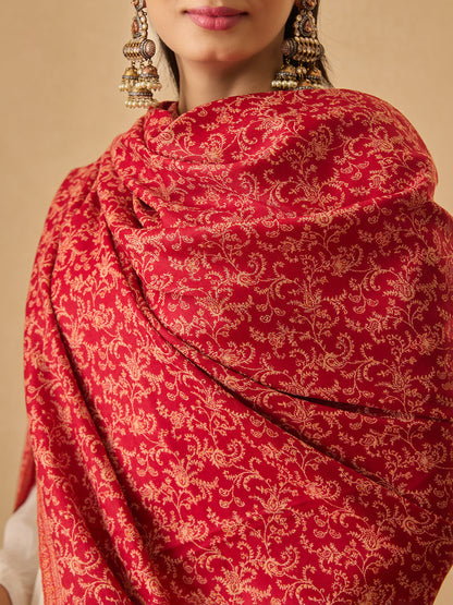 Pashmoda Women Meher Jaal Kashmiri Jamawar Woven Shawl (Size: 101X203 CM)