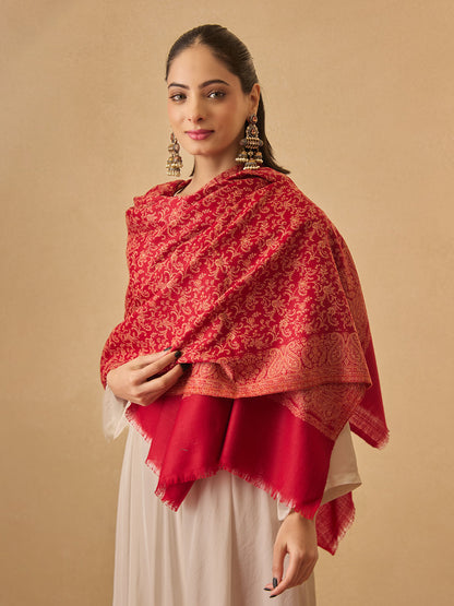 Pashmoda Women Meher Jaal Kashmiri Jamawar Woven Shawl (Size: 101X203 CM)