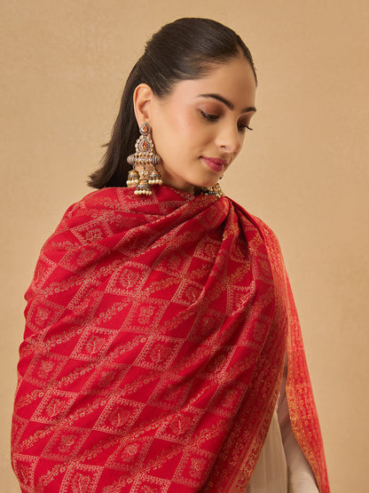 Pashmoda Women Mahtab Kashmiri Jamawar Woven Shawl (Size: 101X203 CM)