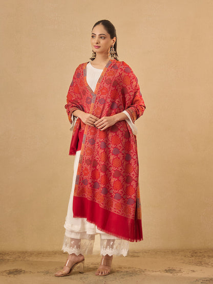 Pashmoda Women Nazrana Kashmiri Jamawar Woven Shawl (Size: 101X203 CM)