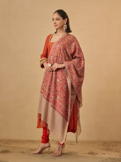 Pashmoda Women Hunar Fine Wool Nalki Embroidered Stole (Size : 71X203 CM)