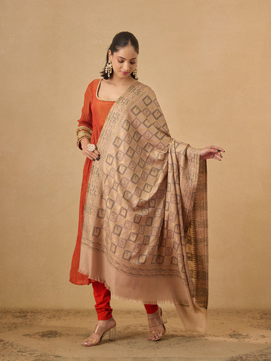 Pashmoda Women Mahtab Kashmiri Jamawar Woven Shawl (Size: 101X203 CM)
