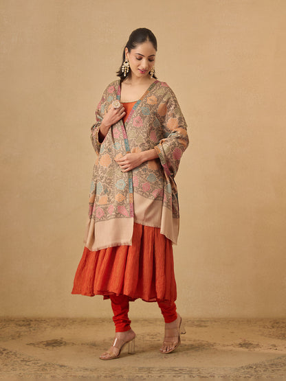 Pashmoda Women Nazrana Kashmiri Jamawar Woven Shawl (Size: 101X203 CM)