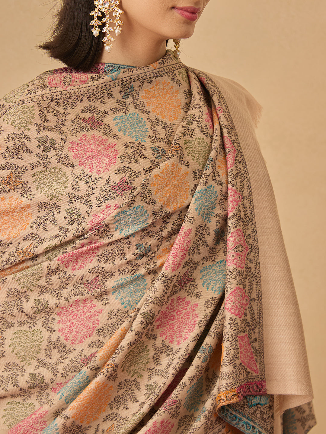 Pashmoda Women Nazrana Kashmiri Jamawar Woven Shawl (Size: 101X203 CM)