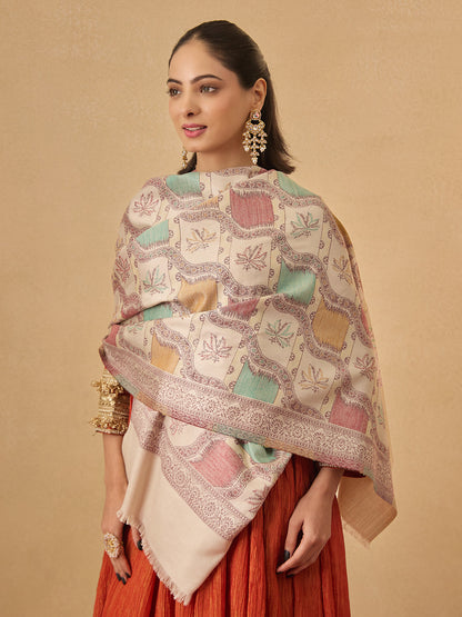 Pashmoda Women Floral Geometry Kaani Stole (Size : 71X203 CM)