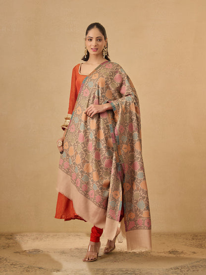 Pashmoda Women Nazrana Kashmiri Jamawar Woven Shawl (Size: 101X203 CM)