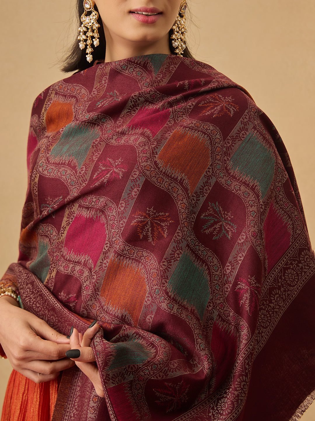 Pashmoda Women Floral Geometry Kaani Stole (Size : 71X203 CM)