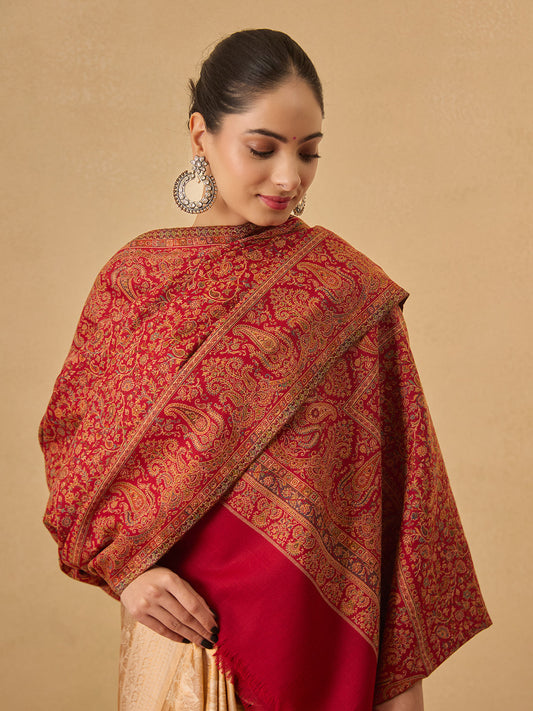 Pashmoda Women Gulbadn Kashmiri Jamawar Woven Shawl (Size: 101X203 CM)