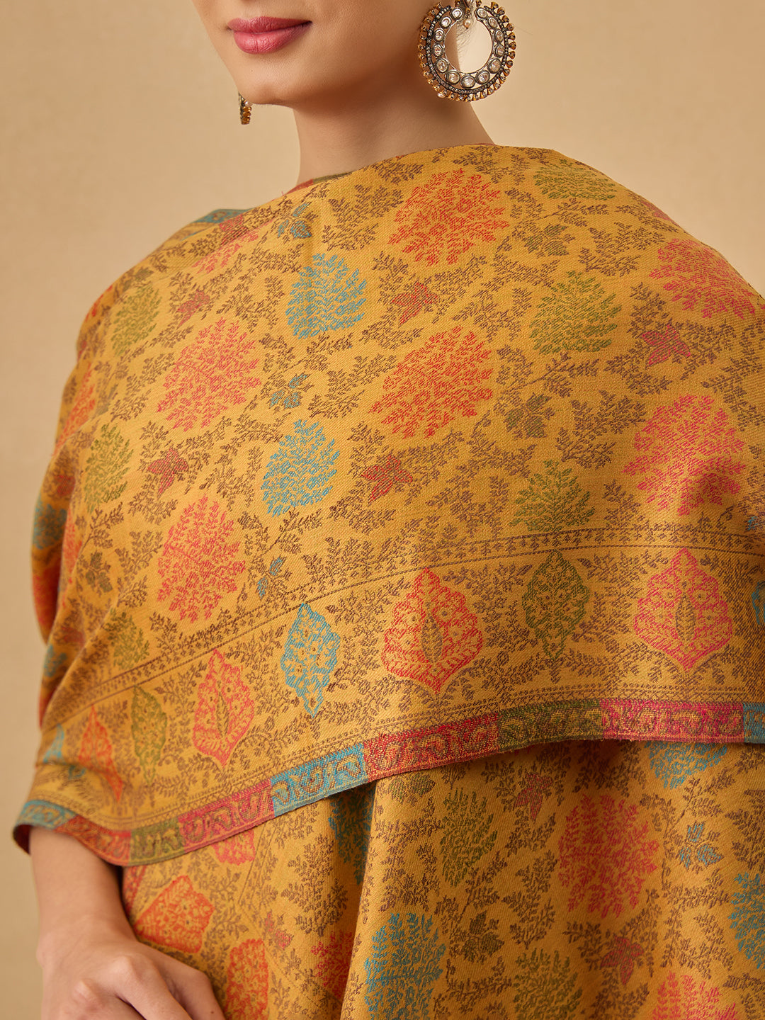 Pashmoda Women Nazrana Kashmiri Jamawar Woven Shawl (Size: 101X203 CM)