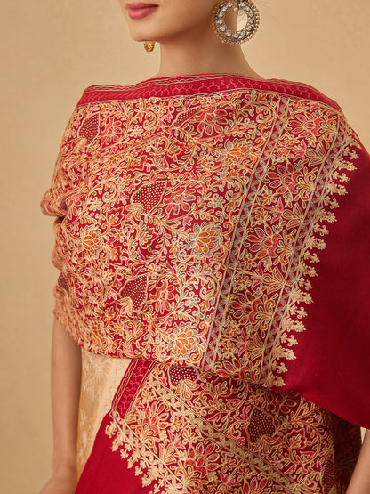 Pashmoda Women Hunar Fine Wool Nalki Embroidered Stole (Size : 71X203 CM)