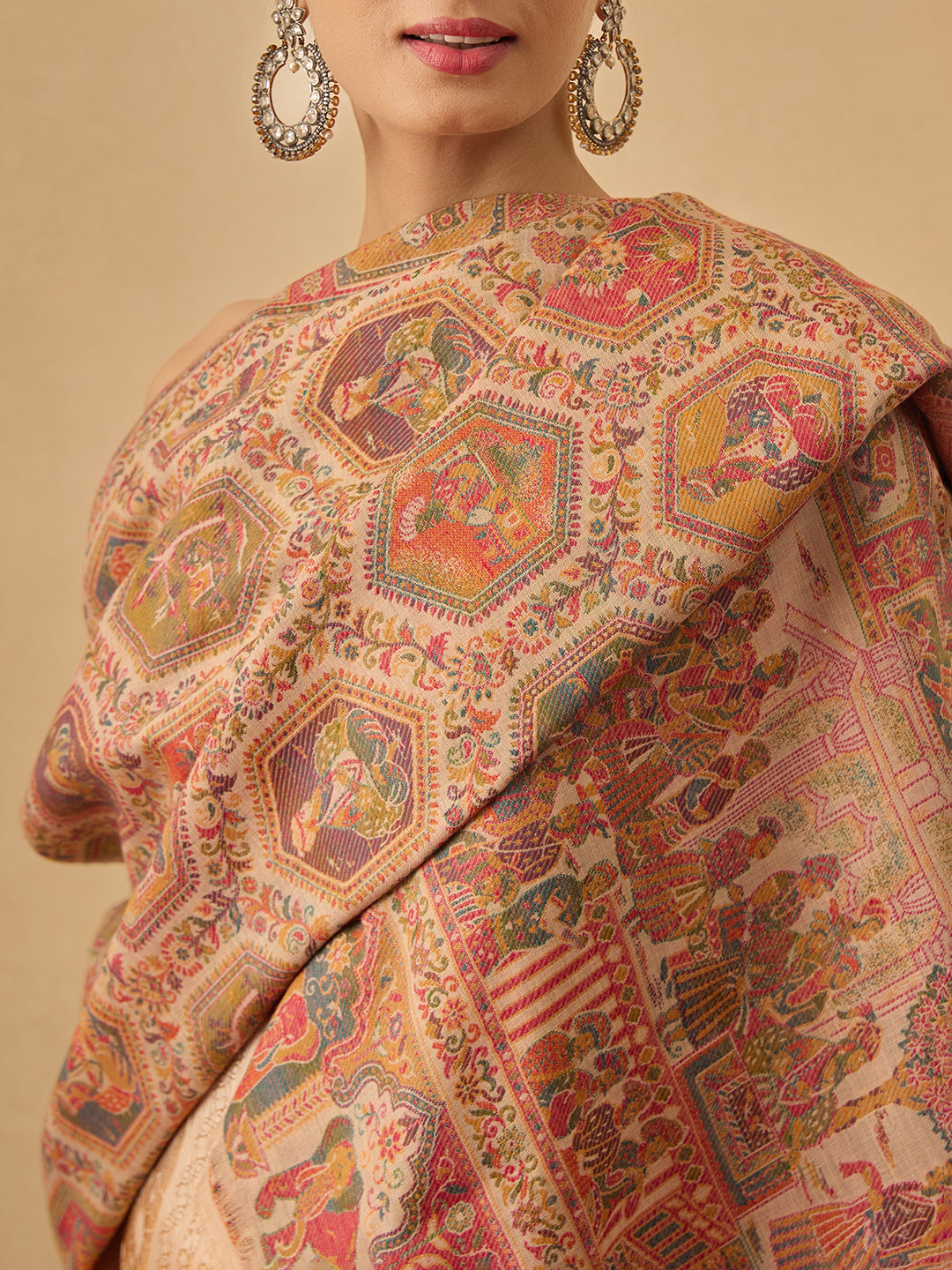 Pashmoda Women Darbari Kaani Wool Blend Kashmiri Shawl (Size: 101X203 CM)