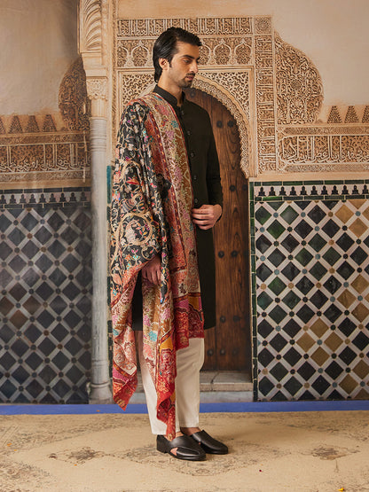 Pashmoda Men Kalamkari Embroidered Shawl (Size 101x203 Cm)