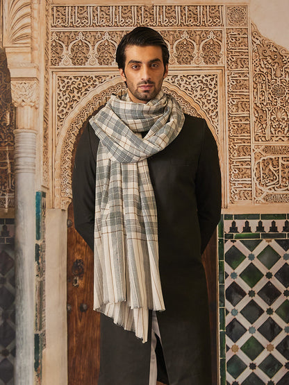 Pashmoda Men Misbah Woollen Checkered Lohi (Size: 127x254 CM)