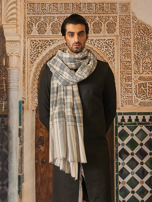 Pashmoda Men Misbah Woollen Checkered Lohi (Size: 127x254 CM)
