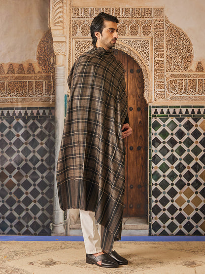 Pashmoda Men Misbah Woollen Checkered Lohi (Size: 127x254 CM)