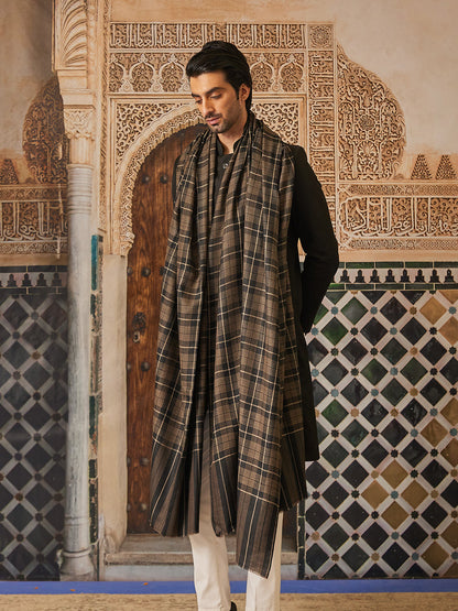Pashmoda Men Misbah Woollen Checkered Lohi (Size: 127x254 CM)