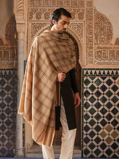 Pashmoda Men Misbah Woollen Checkered Lohi (Size: 127x254 CM)