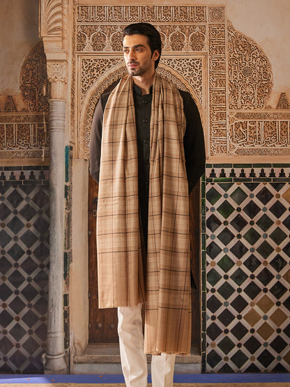 Pashmoda Men Misbah Woollen Checkered Lohi (Size: 127x254 CM)