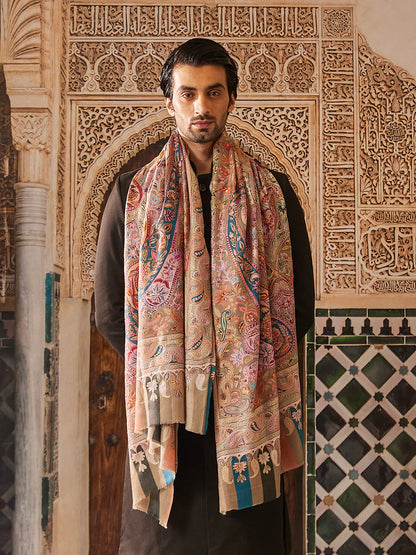 Pashmoda Men Kalamkari Embroidered Shawl (Size 101x203 Cm)