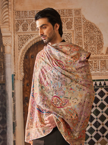 Pashmoda Men Kalamkari Embroidered Shawl (Size 101x203 Cm)