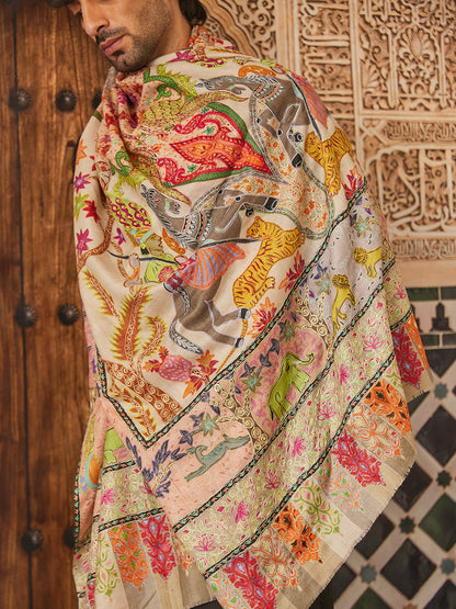 Pashmoda Men Kalamkari Embroidered Shawl (Size  101x203 Cm)