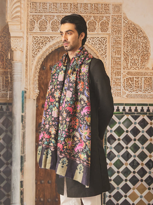 Pashmoda Men Kalamkari Embroidered Shawl (Size 101x203 Cm)