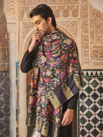 Pashmoda Men Kalamkari Embroidered Shawl (Size 101x203 Cm)