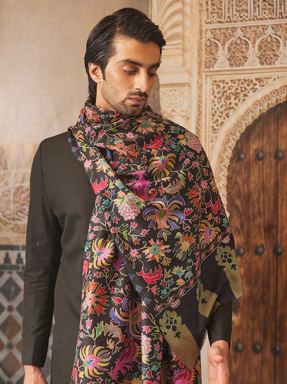 Pashmoda Men Kalamkari Embroidered Shawl (Size 101x203 Cm)