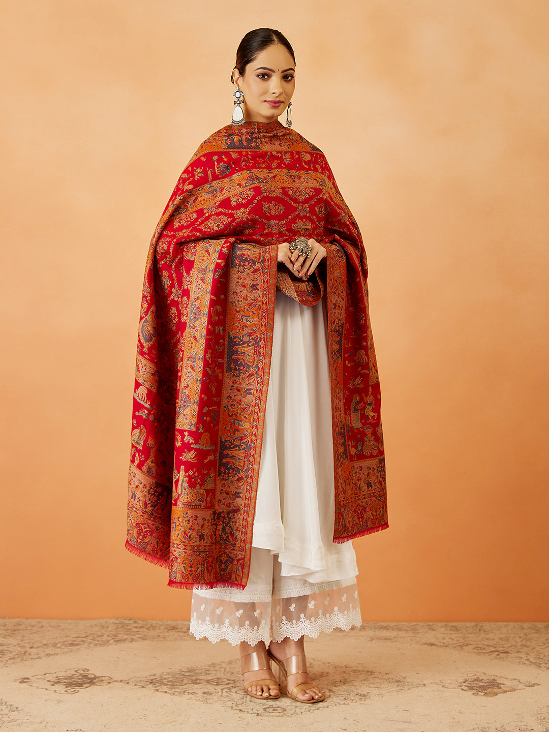 Women Gulbahar Kaani Wool Blend Kashmiri Shawl (Size: 101X203 CM)