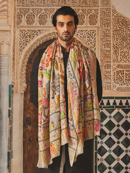 Pashmoda Men Kalamkari Embroidered Shawl (Size  101x203 Cm)