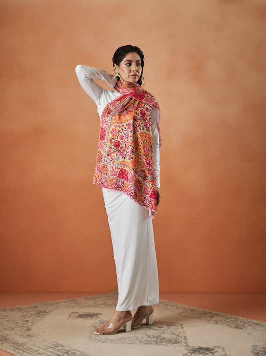 Women Nazakat Fine Soft Bamboo Fibre Stole (Size : 71X203 CM)