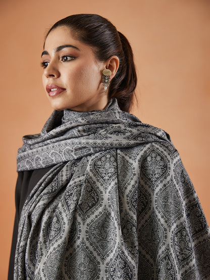 Women Shabnam Kashmiri Jamawar Woven Shawl (Size: 101X203 CM)