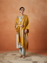 Women Firoza Kashmiri Aari Embroidery Stole (Size: 71X203 CM)