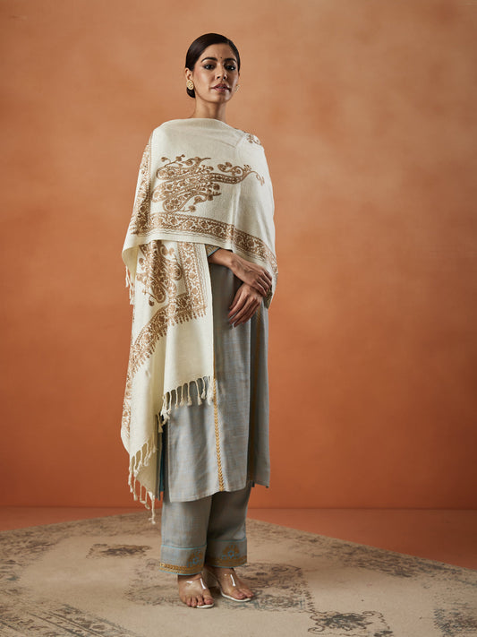 Women Nayab Kashmiri Aari Embroidery Stole (Size: 71X203 CM)