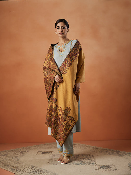 Women Gulzaar Kashmiri Jamawar Woven Shawl (Size: 101X203 CM)