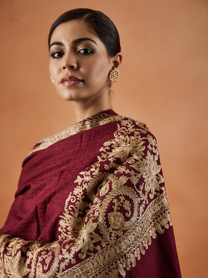 Women Firoza Kashmiri Aari Embroidery Stole (Size: 71X203 CM)