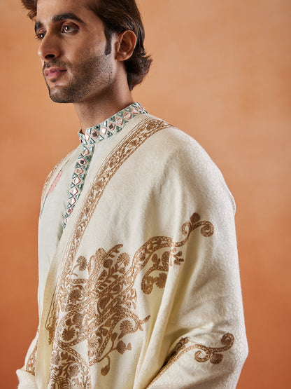 Menƒ??s Nargis Aari Embroidered Stole (Size: 71x203 Cm)
