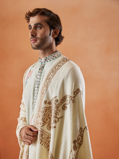 Menƒ??s Nargis Aari Embroidered Stole (Size: 71x203 Cm)