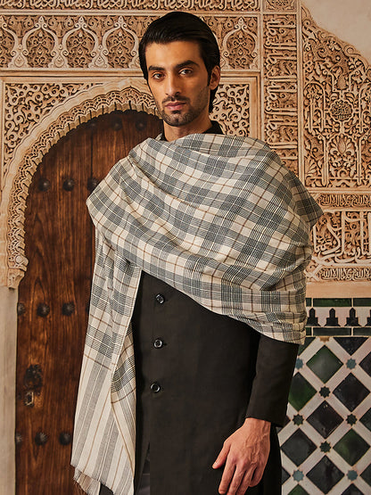 Pashmoda Men Misbah Woollen Checkered Lohi (Size: 127x254 CM)