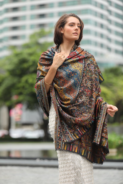 Pashmoda Women Libaas Zari Kaani Fine Wool Shawl (Size: 101X203 CM)