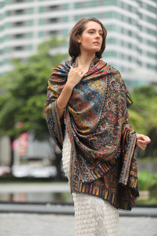 Pashmoda Women Libaas Zari Kaani Fine Wool Shawl (Size: 101X203 CM)