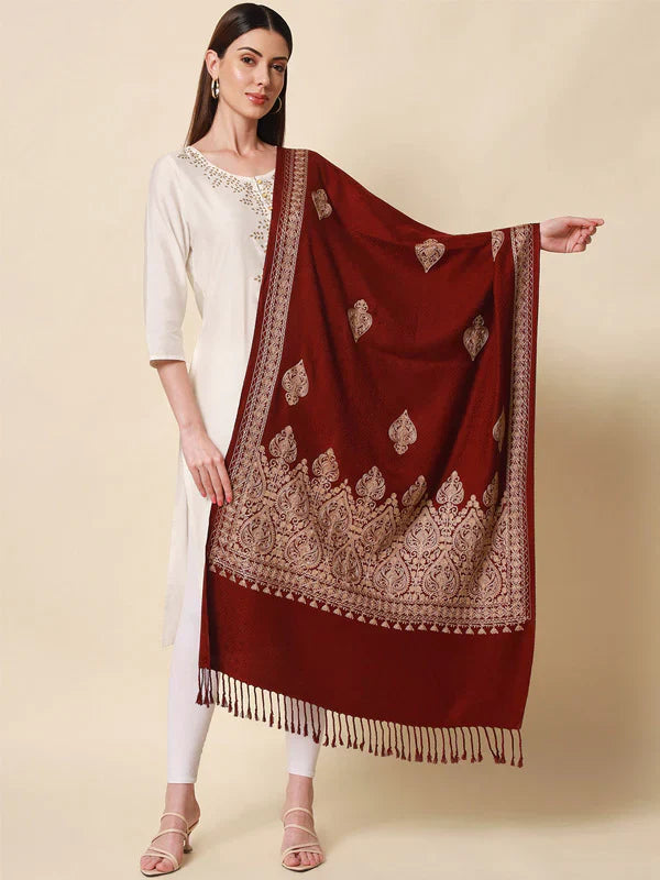 His and Her Gift Set of Antique jamawar shawl and embroidered stole With Wooden Gift Box